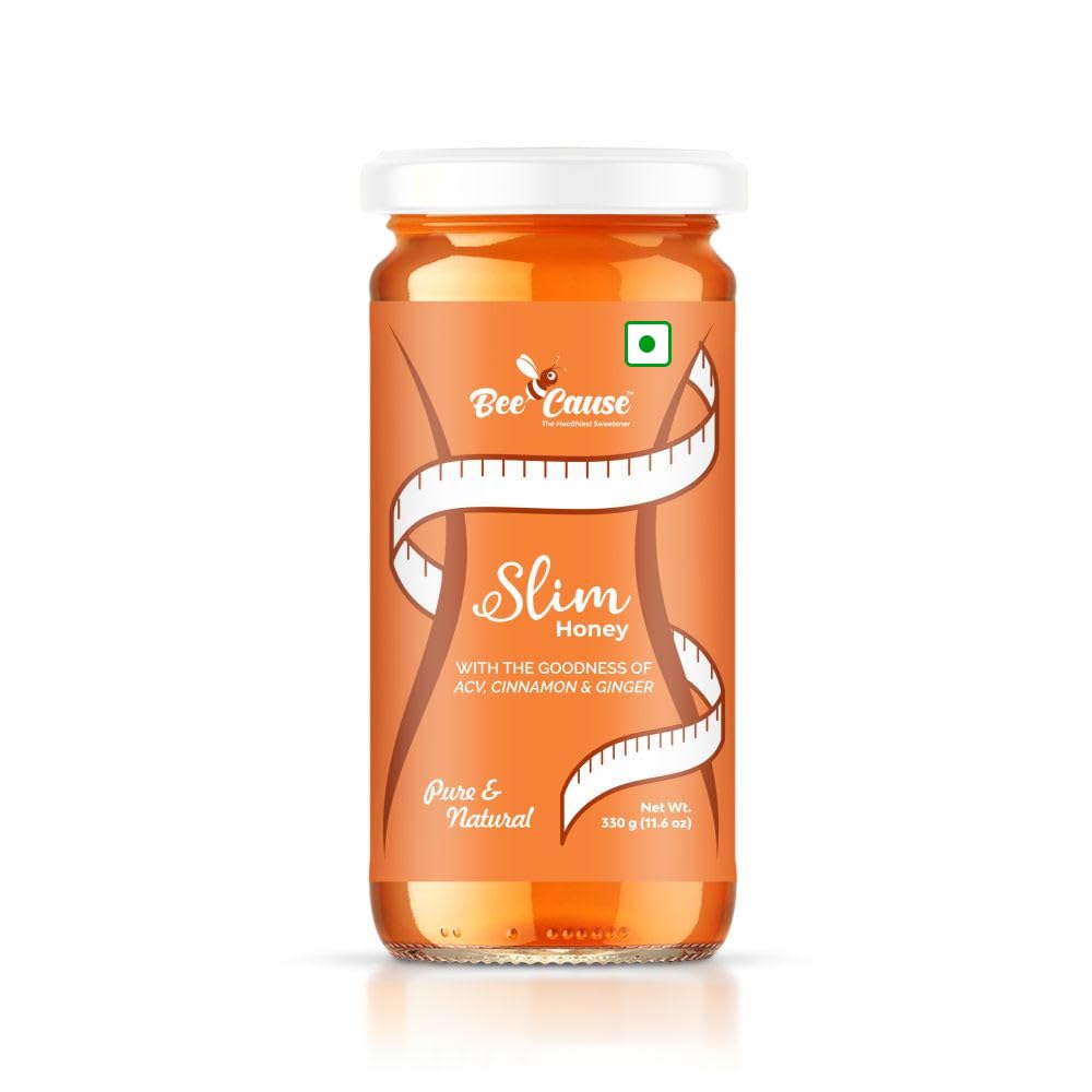 BeeCause Slim Honey for Weight Loss Support – With ACV, Ginger & Cinnamon | Natural Detox & Fat loss Support | BeeCause Wellness | 330gm| Pack of 1.