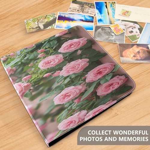 Álbum de fotos autoadhesivo DIY Scrapbook álbum rosa con tema floral 3 anillos 40 páginas 8x10 para recuerdos miniatura 5