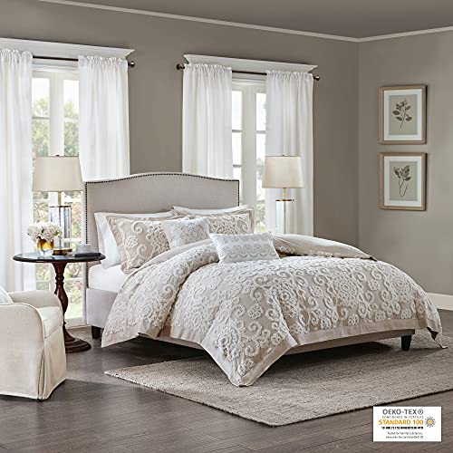 Harbor House Cotton Comforter Set - Trendy Tufted Textured Design, All Season Down Alternative Cozy Bedding with Matching Shams, Suzanna Taupe Full/Queen(92"x96") 3 Piece - Image 2