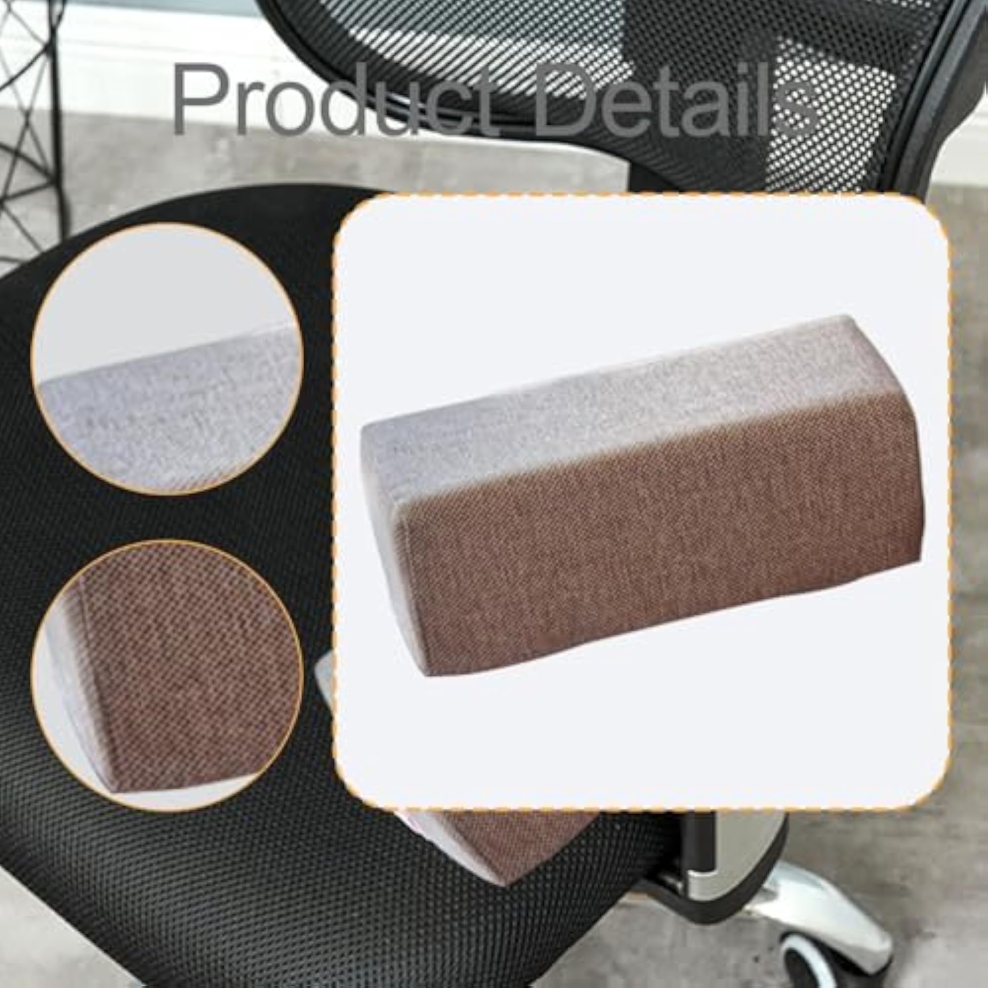 Chair Armrest Cushion Ergonomic Comfortable Premium Sponge Pad Coffee
