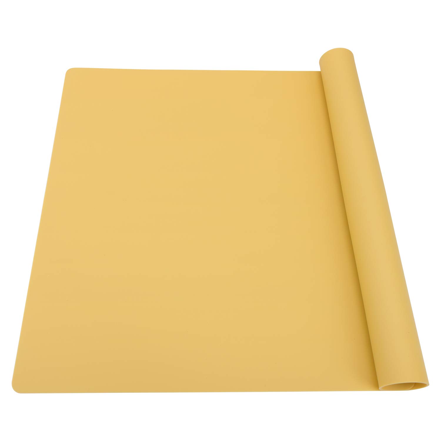 Extra Large Silicone Nonstick Baking Mat, Food Grade Silicone for Crafts & Kids' Dinner, Heat Resistant Countertop Protector, Pie & Fondant Mat (Yellow, 23.6''x15.75'')