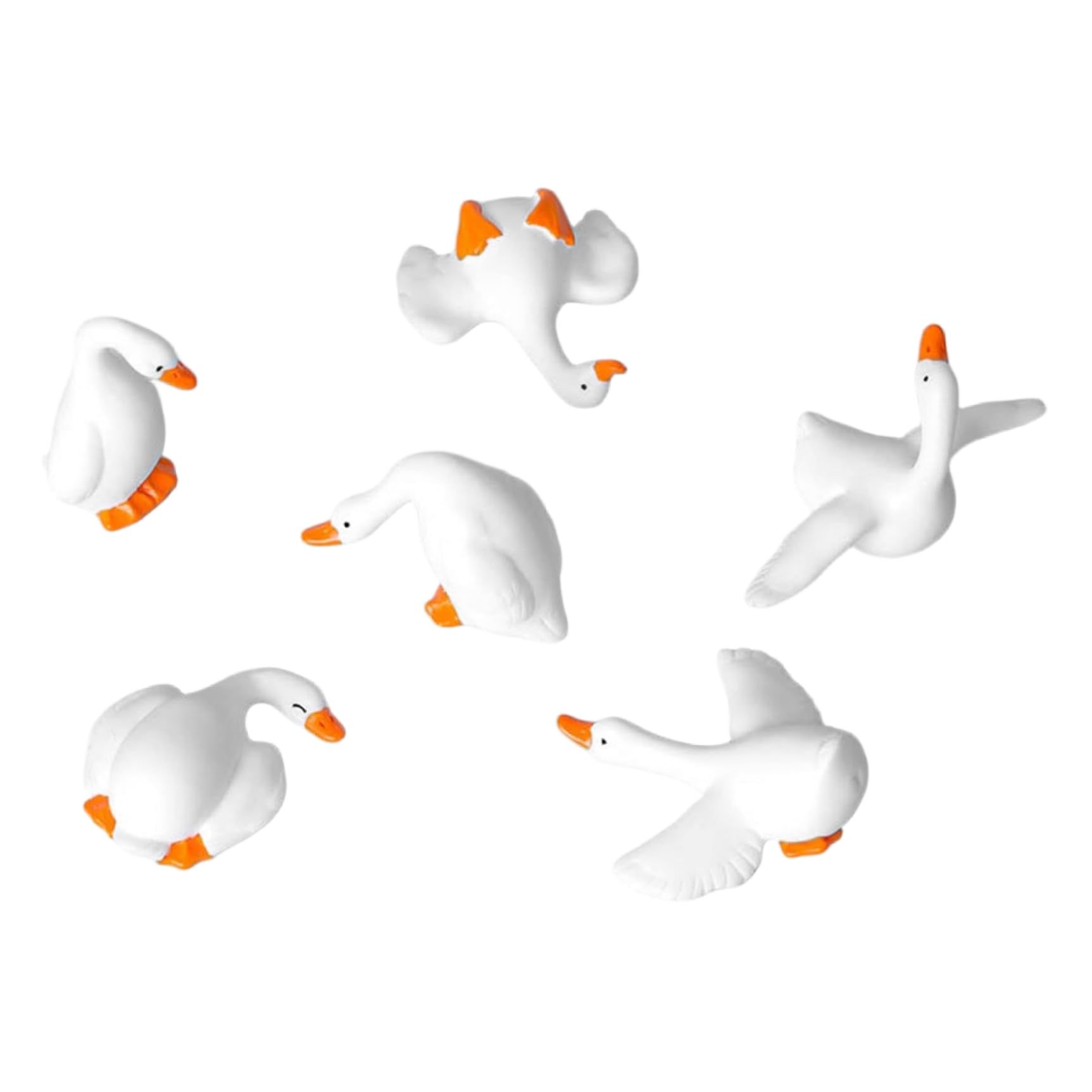 Bemonew Monitor Decor Mini Gooses Figurines Monitor Decor 6Pcs Cute Mini Resin Gooses Desk Figurines Computer 3D Craft Sculpture Statues for Office Desk, Car Dashboard