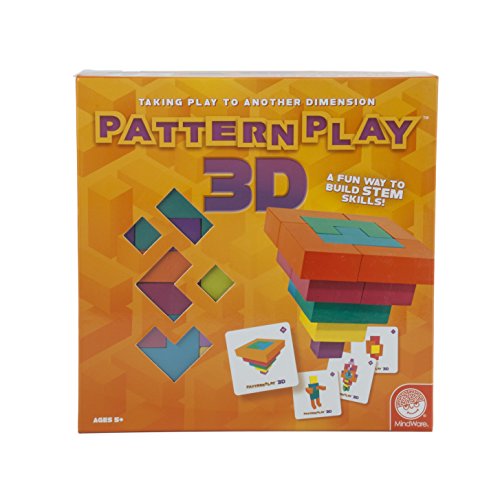 Mindware Pattern Play 3D – Recreate The 40 Design Cards On Your Own – 22Pc Wooden Block Pattern Puzzle For Kids And Adults – Classic Educational Shape Toys For Classrooms #TOP5