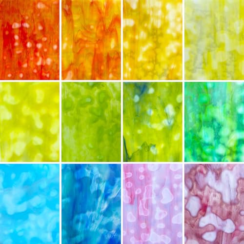 LITMIND 12 Sheets Mottled Opal Premium Stained Glass Sheets –