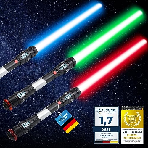 GOODS+GADGETS Espada láser Lightsaber Espada láser de 108 cm con luz, Sonido y vibración. (Verde)