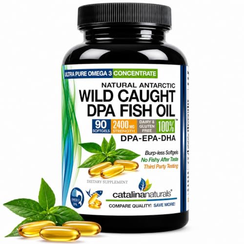 Fish Oil Omega-3 Supplement Wild Caught DPA EPA DHA 2900 mg Triple Strength Burp-Free Softgels 90 Count