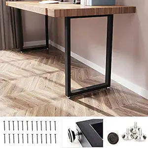 HOMEKAYT Black Metal Table Legs Desk Leg Industrial Table Legs,Coffee Table Legs, DIY Cast Iron Bench Legs(Without Boards)