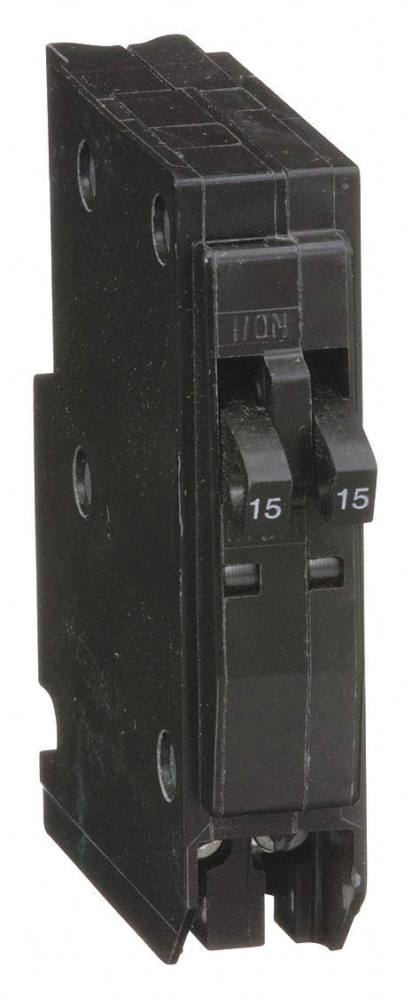 Square D Plug in Circuit Breaker, QOT, Number of Poles 1, 15/15 Amps, 120/240VAC, Tandem