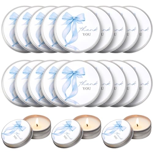 Bougies de remerciement bleues pour baby shower et baptême garçon fille | Lot de 50