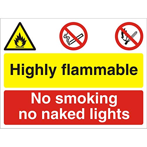 Seco Highly Flammable, No Smoking No Naked Lights Sign, 600mm x 450mm - 4mm Fluted Board