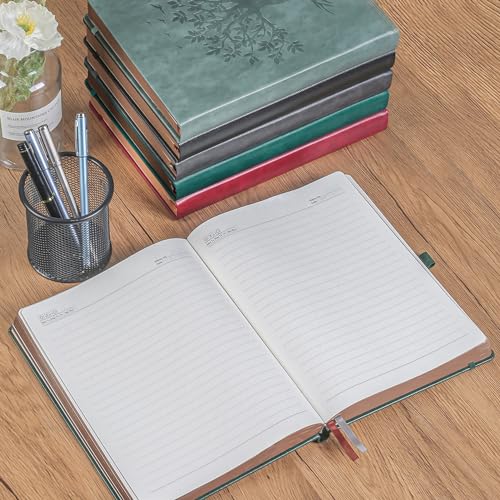 ZXHQ 360 Seiten dickes liniertes A5-Notizbuch mit Hardcover, Schreibjournal für Damen und Herren, feine Innentasche, Design „Tree of Life“, 100 g/m² Papier, Dunkelgrün
