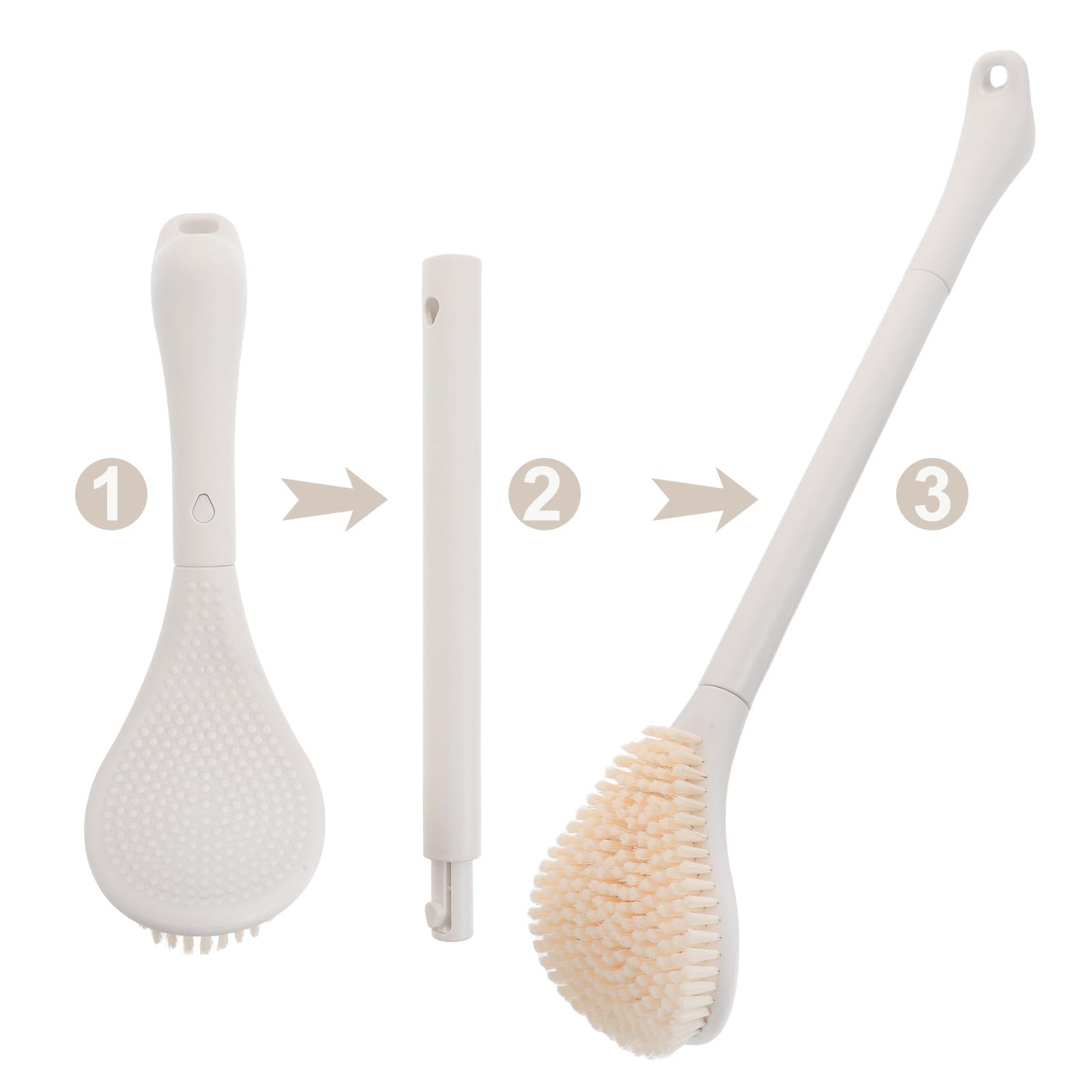 Cepillo Limpiador de Pies de Mango Largo para Ducha y Baño | Doble Cara, Abs y Pa, Color Blanco, Diseño Ergonómico, Limpieza Profunda de Piel Muerta