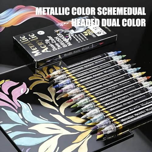 Image of Dual Tip Brush Pens Set with Carry Case | Water-Based No-Bleed Sketch Markers with Brush & Fine Tip | Calligraphy, Coloring, Drawing & Bullet Journaling Art Markers for Kids & Adults (6)