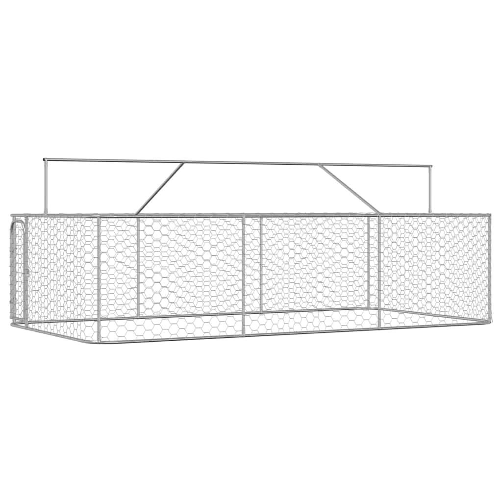 Perrera para perros al aire libre de acero galvanizado con techo de 400 x 200 x 150 cm, con cierre, jaula independiente para cachorros y perros, protección, seguridad, jardín, entrenamiento
