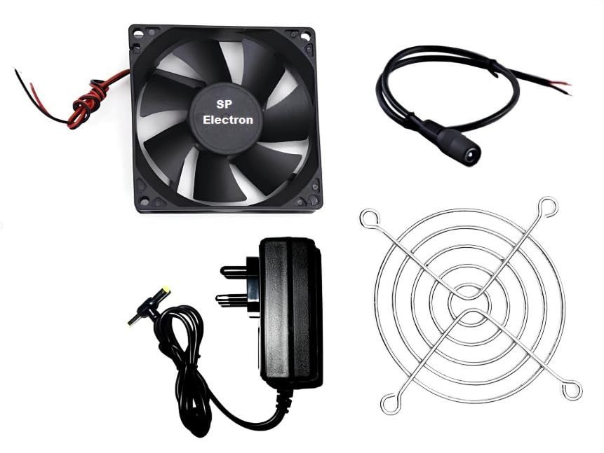 SP 12V DC Cooling High Speed CPU Fan for PC Case, DC 12 Volt Cooling Fan 3 Inches CPU SMPS Cooling Radiator Fan for projects with Grill and 12v 2 Ampere Adaptor DIY Kit-image-27