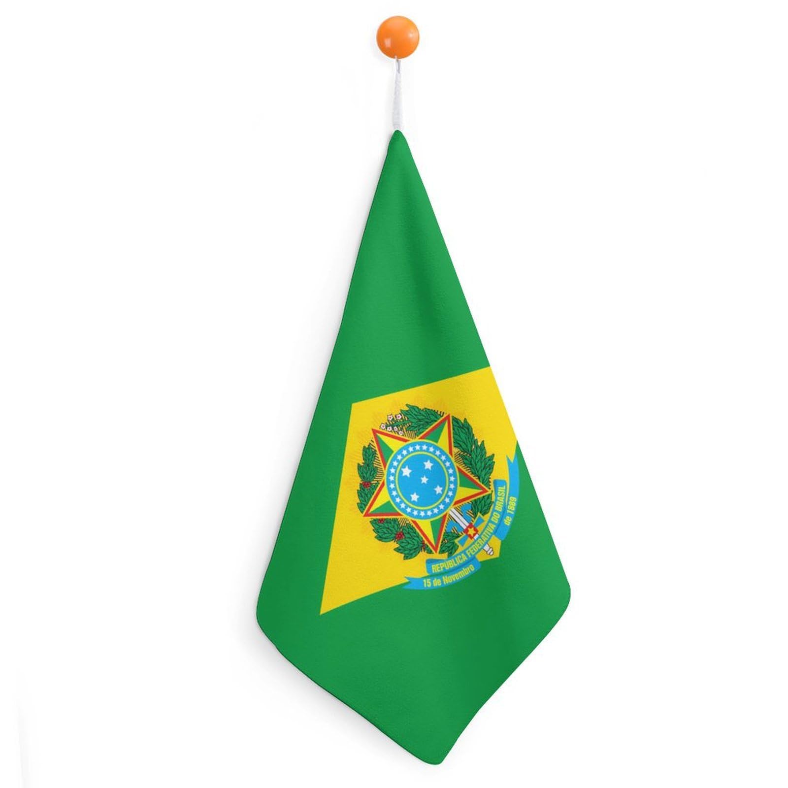 TXFBTRFSA Brazil Coat of Arms Flag Hand Towels with Hanging Loop Kitchen Towel Handkerchiefs Cleaning Cloths