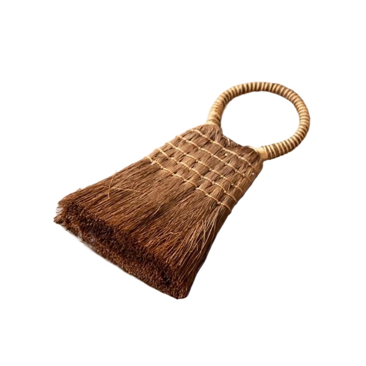 Palm Broom Traditional Tea Cleaning Brush Natural Handmade Palm Hair Vintage Mini Whisk Broom Pot