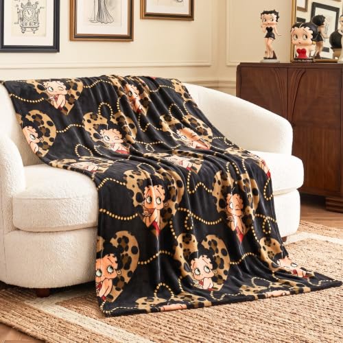 Image of Franco Betty Boop Cheetah Throw Blanket, Super Soft Cozy Plush Bedding, 70 inch x 50 inch, (Officially Licensed Product)