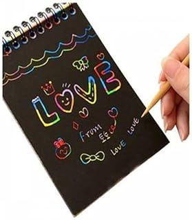 ورق رسم ملون عالي الجودة مقاس A5، عدد 10 أوراق و1 قلم خشبي للخدش 20 × 14 سم (أزرق)