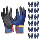 Gebol G-Base Micro, 12 Paar Arbeitshandschuhe für Herren, nahtloser PU-beschichteter Montagehandschuh speziell für Präzisionsarbeiten, leicht & strapazierfähig, Gr. L/9