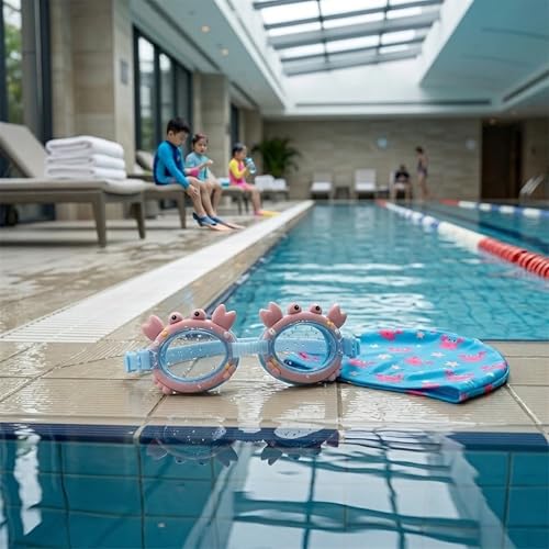 Image of BURNLAB Swimming Goggles for Kids, Clear Vision Pool Goggles for Boys & Girls, Easy Adjustable Strap (Crab)