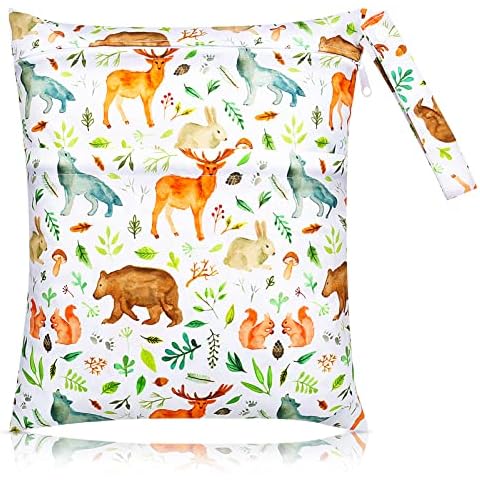 Floepx Stoffwindeln Nasstaschen, Wickeltasche Wetbag,Nasstaschen Wiederverwendbare,Wetbag Organiser Beutel,Wet Dry Cloth Windeltasche,wasserdichte mit Reißverschluss für Baby Reisen Unterwegs (Tier) Cover