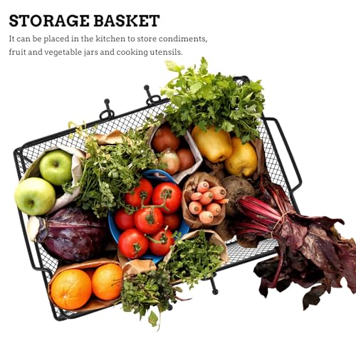 Cesta contenedor resistente multiusos de almacenamiento de hierro negro 4