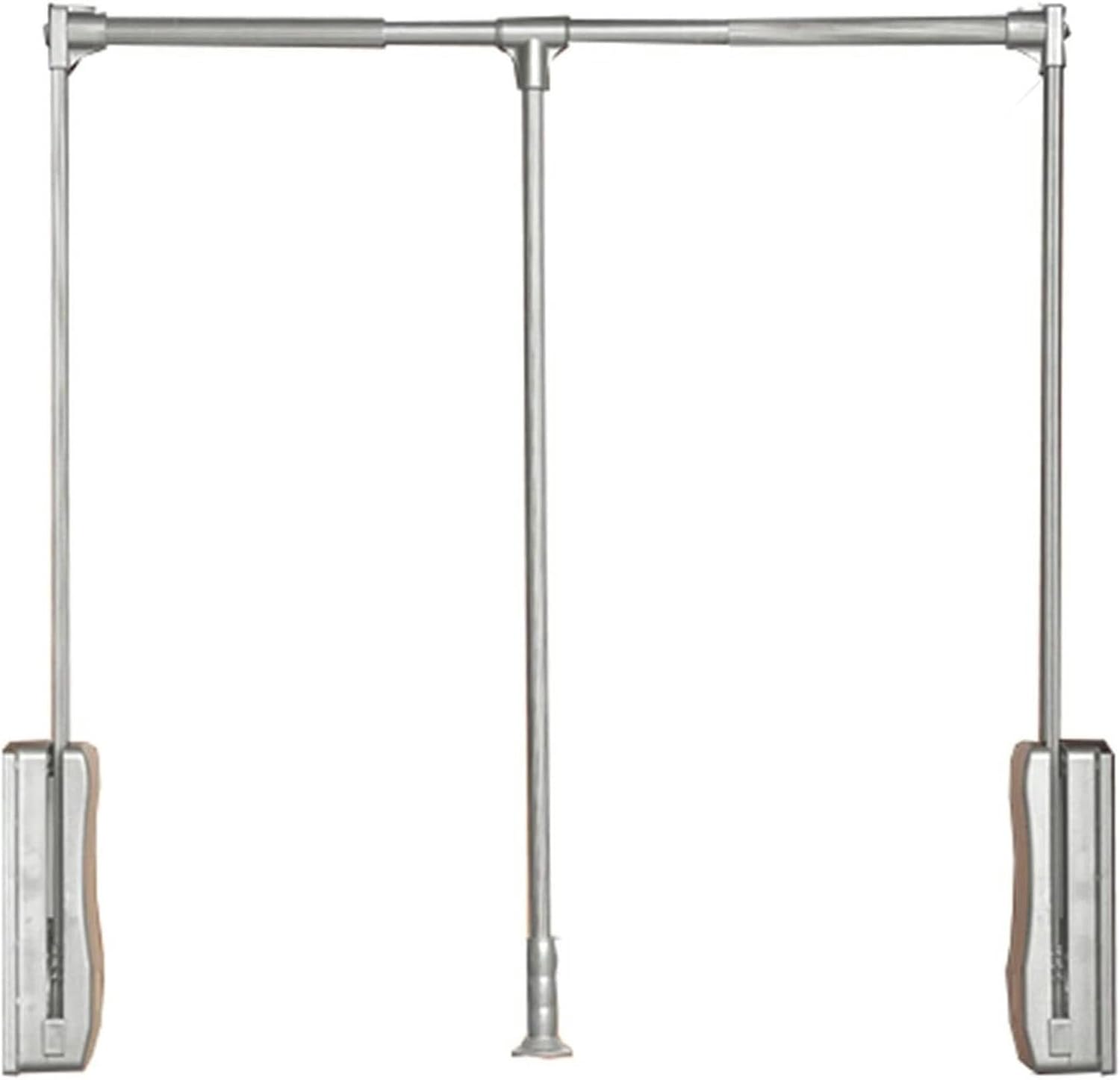 Adjustable Pull Down Closet Rod, 17-45 Inch Aluminium Wardrobe Hanger Rail, Collapsible Side Mounted Clothes Rack, Space-Saving Retractable Closet Organizer