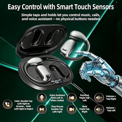 Wireless Earbuds for Samsung 24H Long Playtime Bluetooth 6.0 Earbuds with Earhooks, Deep Bass Stereo Sport Wireless Headphones for Galaxy Phone, Over-Ear Earphones for Gym, Running and Workout — view 6