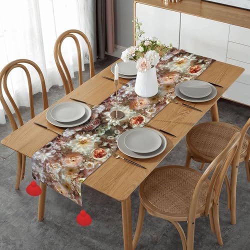 Chemin de table imprimé floral romantique tissu léger pour décoration - 2