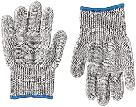 AmazonCommercial Cut-resistant Level 5 D Goldsilk & PU Coated Work Gloves, Mechanics, Gardening, Construction (Salt & Pepper/Black), Size L, 1 Pair
