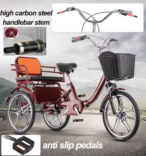 Triciclo plegable para adultos, 3 ruedas, con asiento trasero miniatura 7