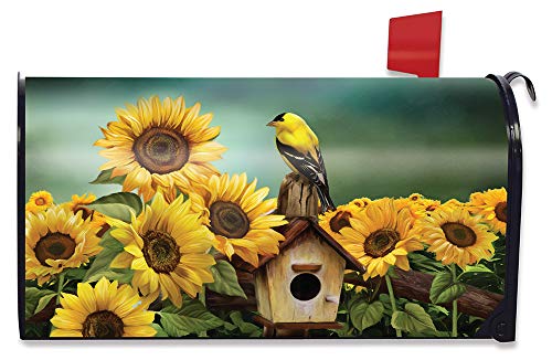 Briarwood Lane Spring Mailbox Cover - Standard Size - Goldfinch and Sunflowers for Spring Mailbox Cover