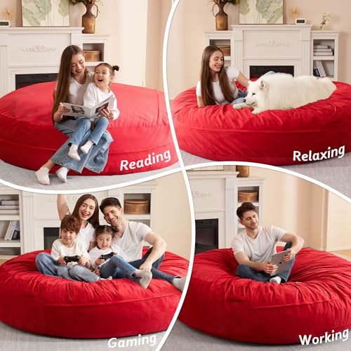 Image of HABUTWAY XX-Large Bean Bag Chair: Giant 7' Memory Foam Furniture Bean Bag Chairs for Adults with Microfiber Cover 7Ft (Red)