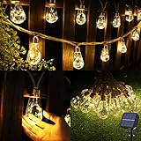 Geemoo Solar Lichterkette Aussen Mit 16 Glühbirnen, 6.4M Solar Lichterkette Außen Wetterfest...