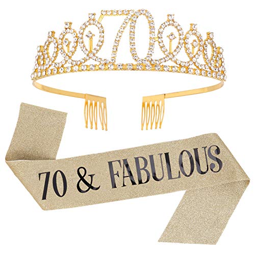 Regalo de 70 cumpleaños tiara y banda brillante para abuela