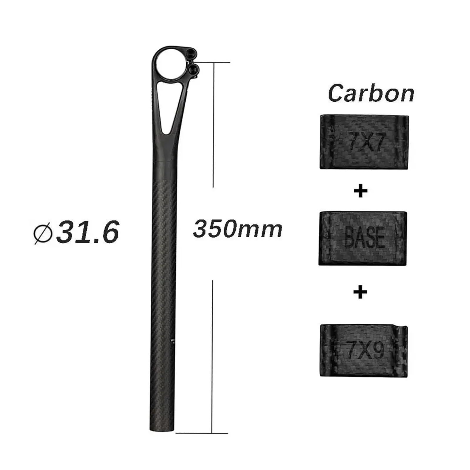 Reggisella in carbonio leggero 1 pezzo for ciclismo su strada | Arretramento 5/25 mm, 25,4/27,2/30,9/31,6 mm con viti in titanio, 150 g
