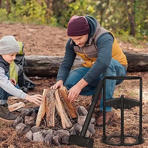 LEELLY Large Heavy Duty Wood Splitter Heavy Duty Cast Steel Firewood Splitter, Φ16cm Home Manual Firewood Splitter, 13 * 19 Inch For Home, Campground, Fireplace,Black