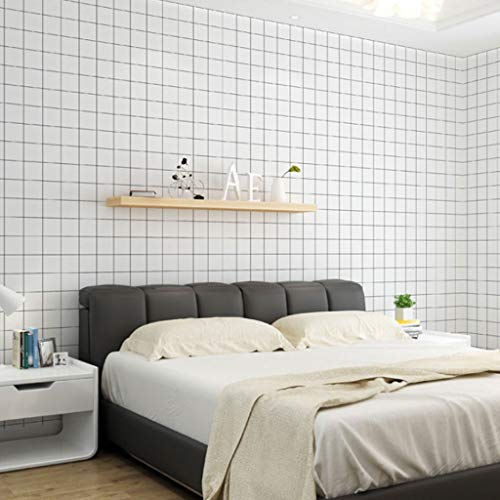 Papel pintado fondo de pantalla Fondo de pantalla simple nórdica Estilo Blanco y Negro de celosía línea de PVC autoadhesivo fondo de pantalla ideal for el dormitorio del fondo vida sofá de pared for T