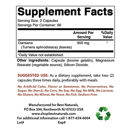 Best Naturals Damiana Leaves 450 Mg & L-Arginine L-Ornithine 1000Mg #TOP1