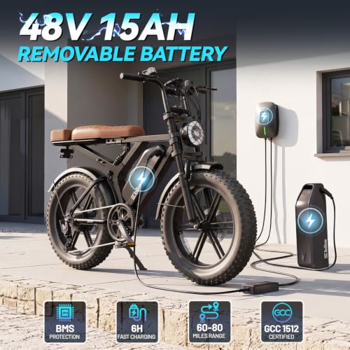 Image of SISIGAD Electric Bike for Adults, 1500W Peak Motor E Bike with 48V 15 /30Ah Battery, 60-100 Miles Range Electric Bicycle, 20 inch New All-Terrain Ebike with 7 Speeds, Full Suspension