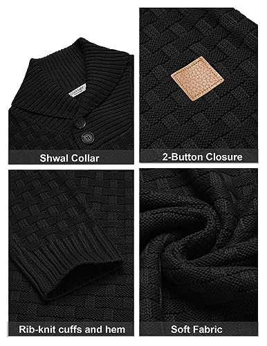 COOFANDY Men's Shawl Collar Pullover Sweater Casual Slim Fit Button Textured Knit Sweaters4
