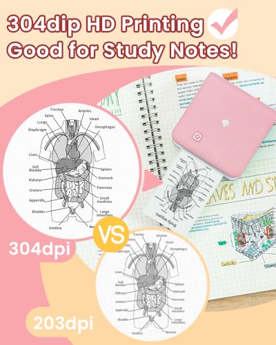 Image of Phomemo Mini Sticker Printer - Print Pods M02 Pro 300dpi Mini Pocket Printer, Sticker Printer Maker Thermal Label Machine for Photo Printing, DIYs, Study Notes, Travel, Work and Study, Gift, Pink