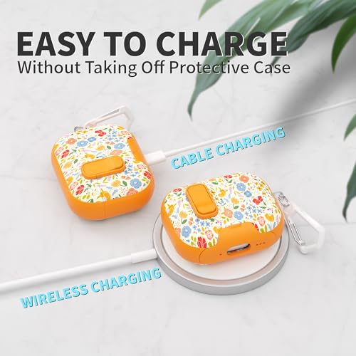 Image of for AirPods Pro 3 Case(2025) with Secure Lock Clip and Phone Stand,Cute Floral Girly Style Protective Cover with Cleaning Kit and Carabiner for Apple iPod Pro 3rd Generation(Sunshine Petals)