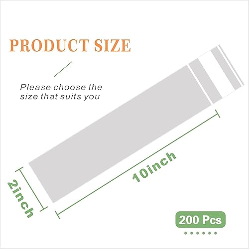 Miniatura 10 de OYAVISR 200 bolsas de celofán transparentes resellables de 3 x 11 pulgadas de largo, bolsas de celofán autosellables, bolsas para galletas con