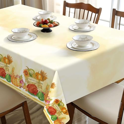 Image of Childom 2 Pack Thanksgiving Tablecloths,Thanksgiving Decorations 54x108 Inch Plastic Table Cloth Rectangle Table,Disposable Tablecloths for Home,Picnic,Birthday,Outdoor,Friendsgiving Party Decorations