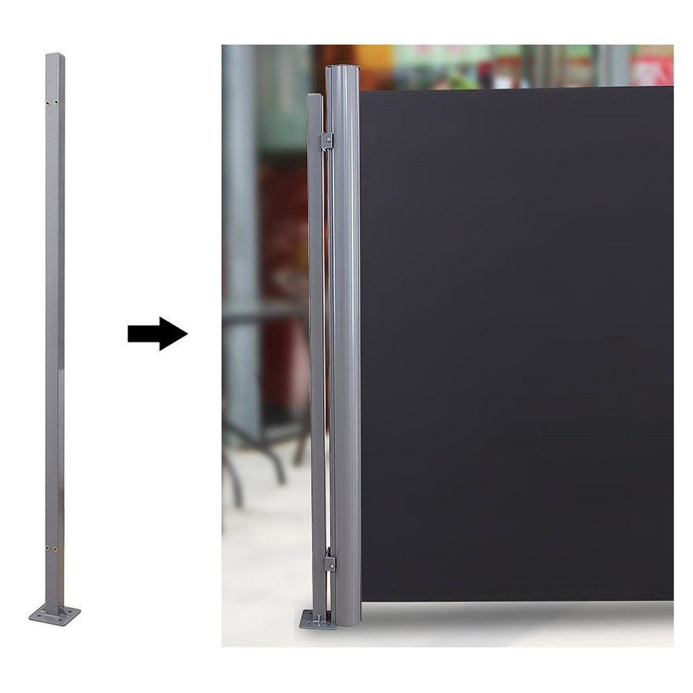 SONGMICS Słupek pomocniczy do osłony bocznej, drążek nośny, nie wymaga montażu na ścianie, kompatybilny tylko z aluminiowymi osłonami SONGMICS, odporny na rdzę, szary GSA002