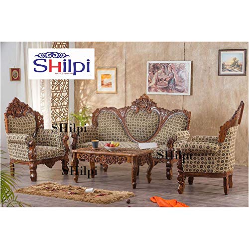 Shilpi Wooden Victorain Maharaja Hand Carved 3+1+1 Wooden So...