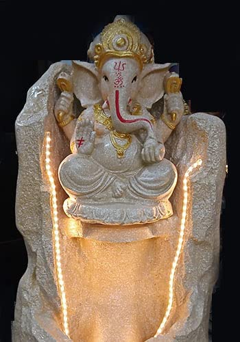 Shawshank Water Fountain 2.5ft Pahad Ganesh Water Fountain Indoor Outdoor Fountain for Home Office Living Room D cor with LED Lights and Water Pump Set