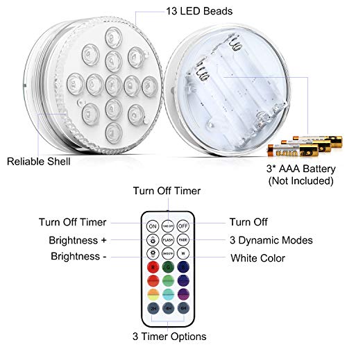 GolWof Unterwasser Licht 13 LED Multi Farbwechsel Wasserdichte LED Leuchten mit fernbedienung Dekoration… – Bild 7